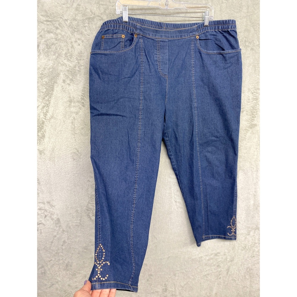 Vintage Cathy Daniels Denim Capri Pants 90s Eclectic Womens Plus Size 42" Waist